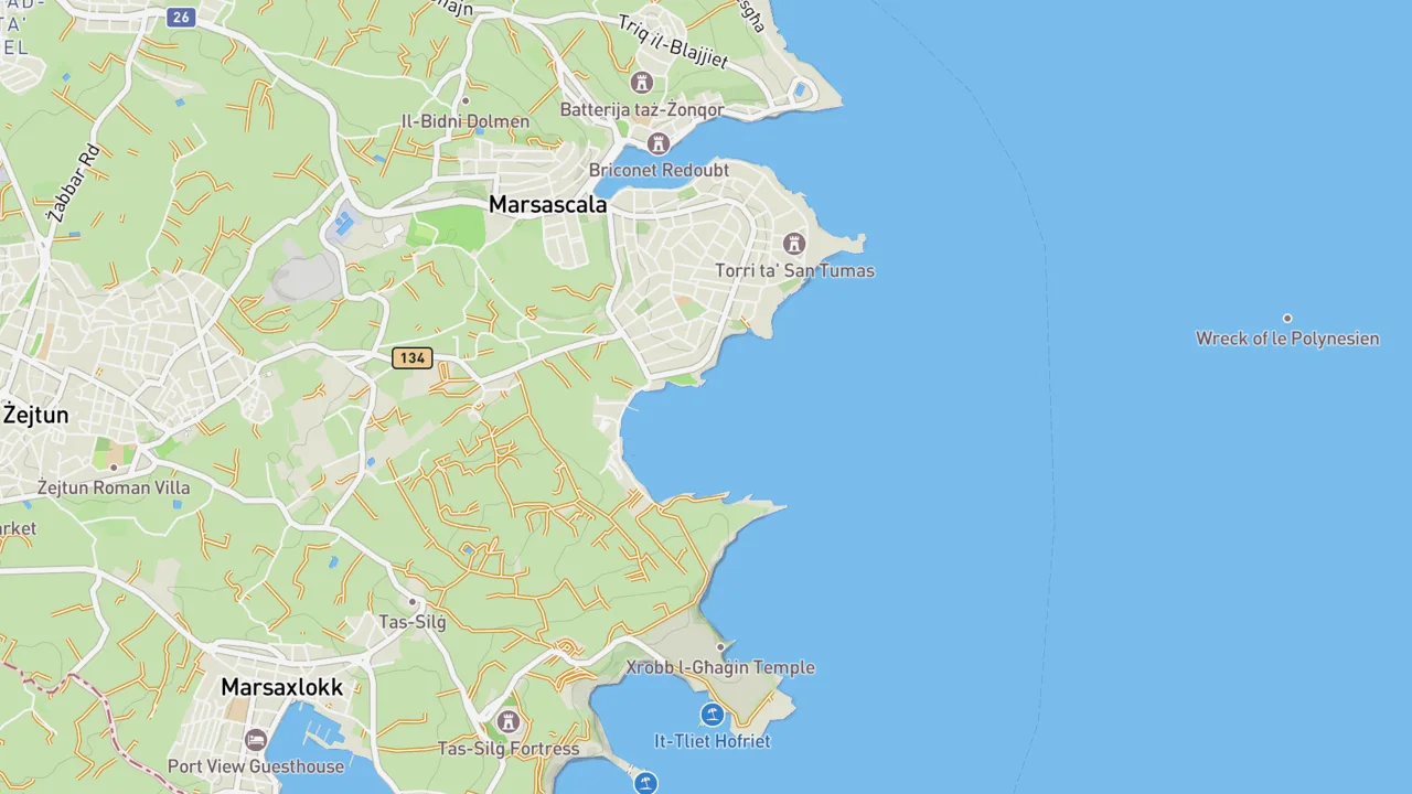 Map showing St Thomas Bay
