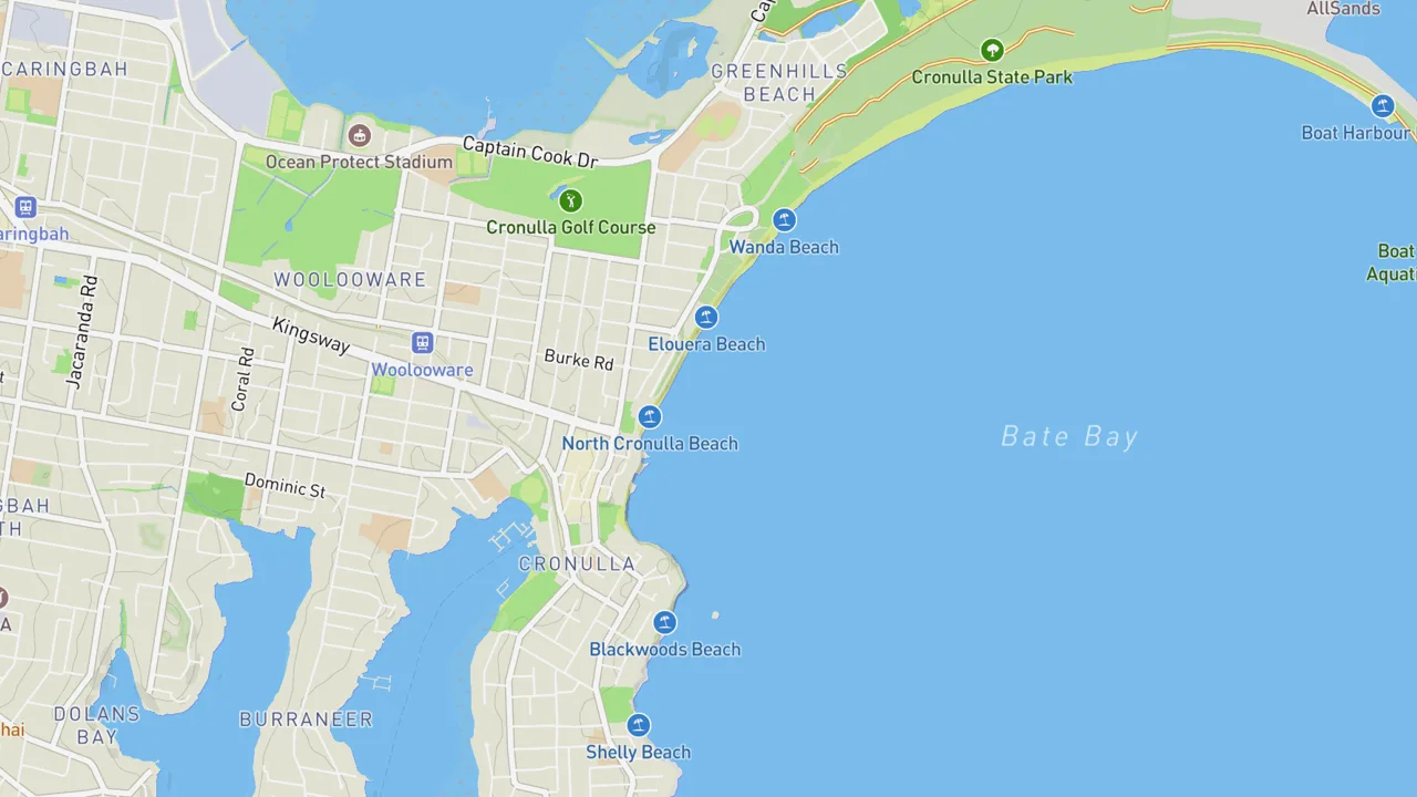 Map showing The Wall - Cronulla