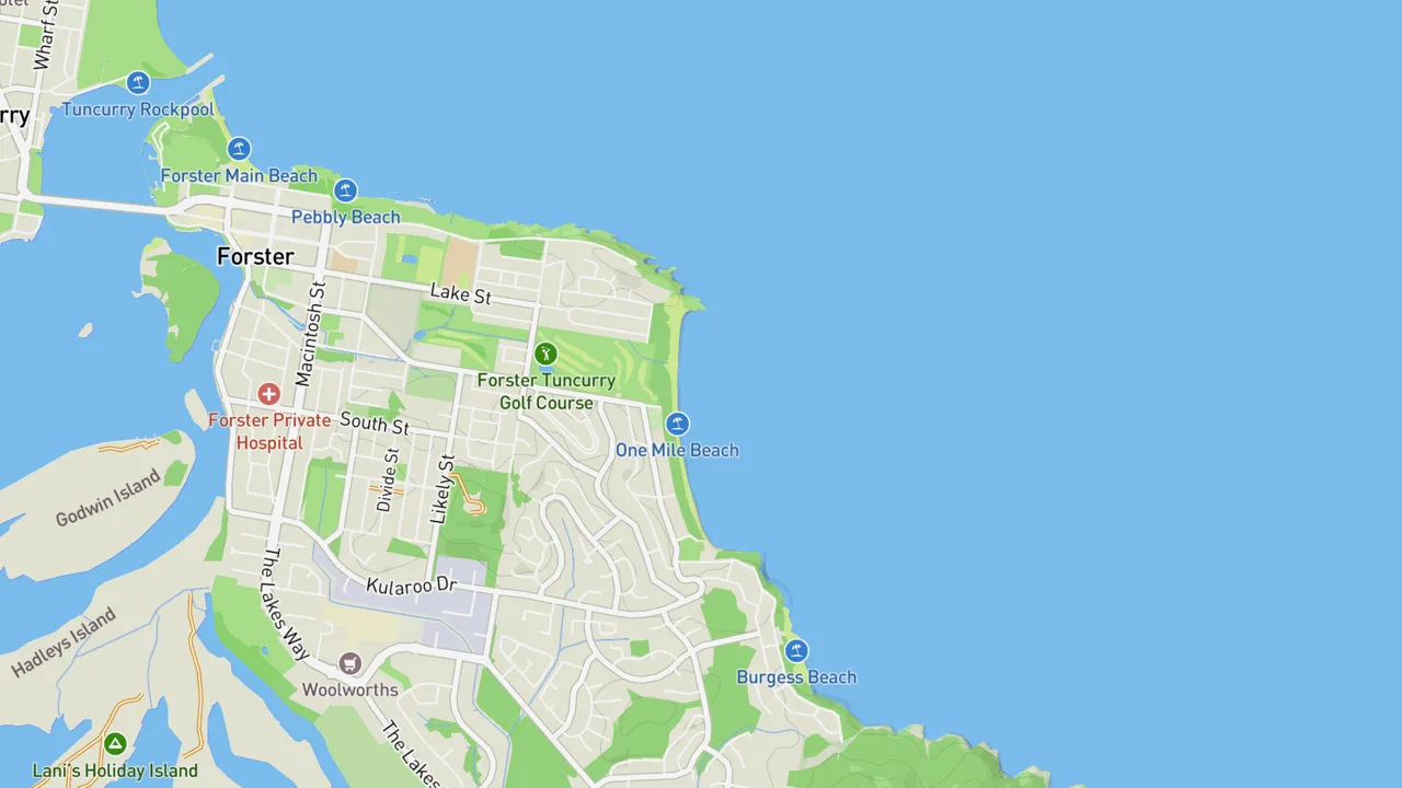Map showing One Mile Beach