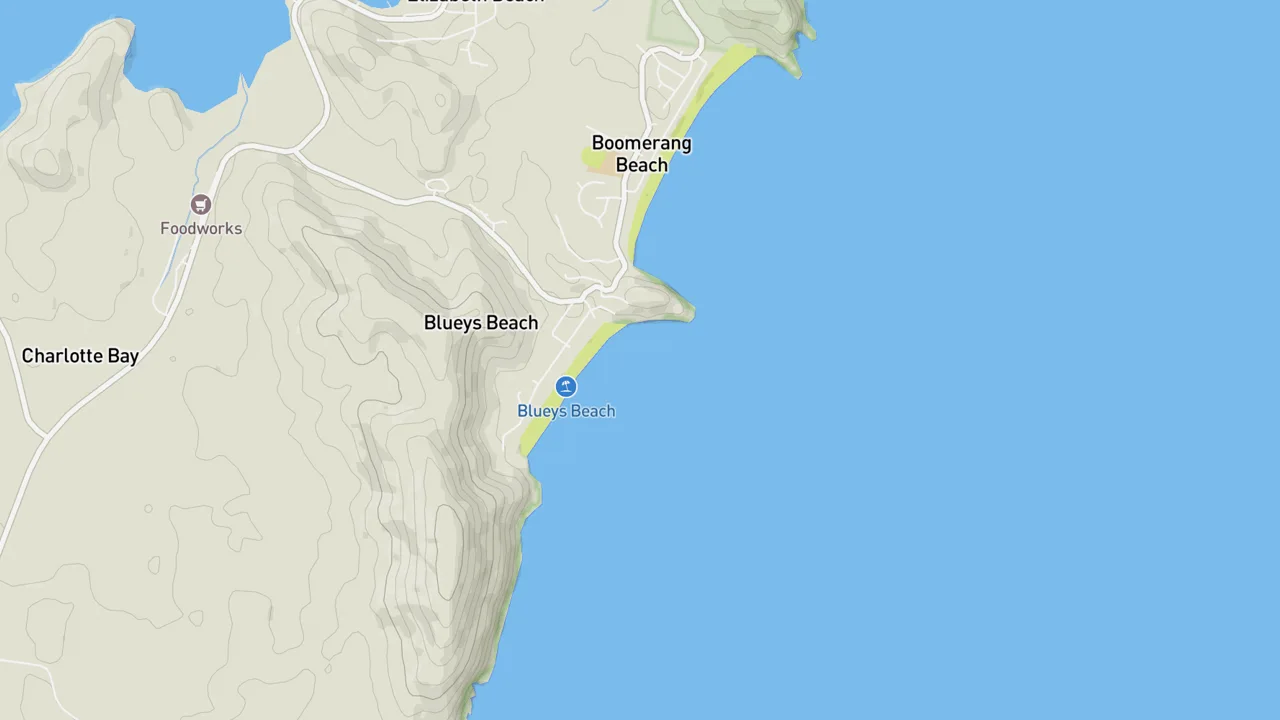 Map showing Blueys Beach