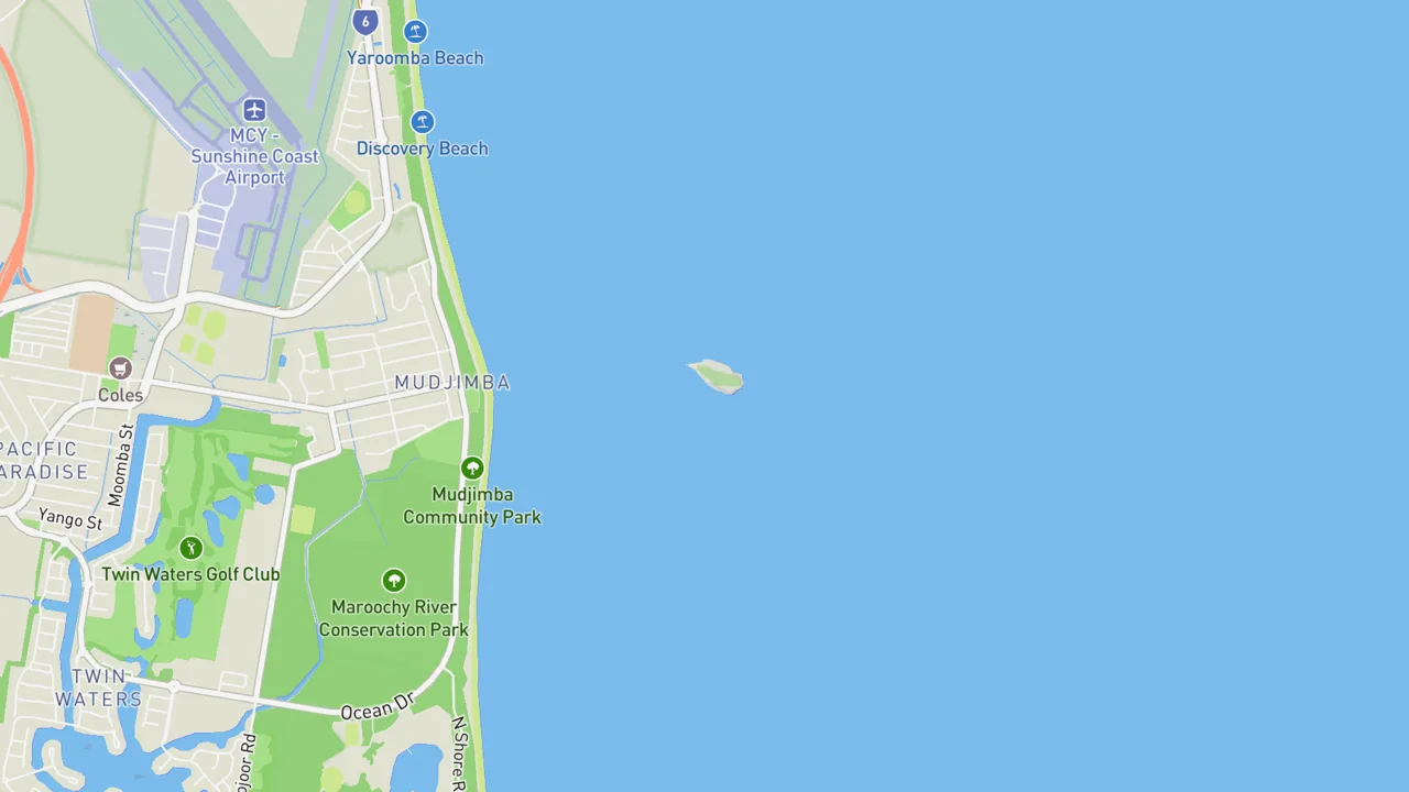 Map showing Mudjimba Island