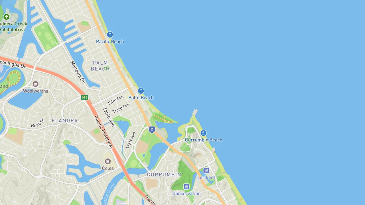 Kaart met Currumbin Alley