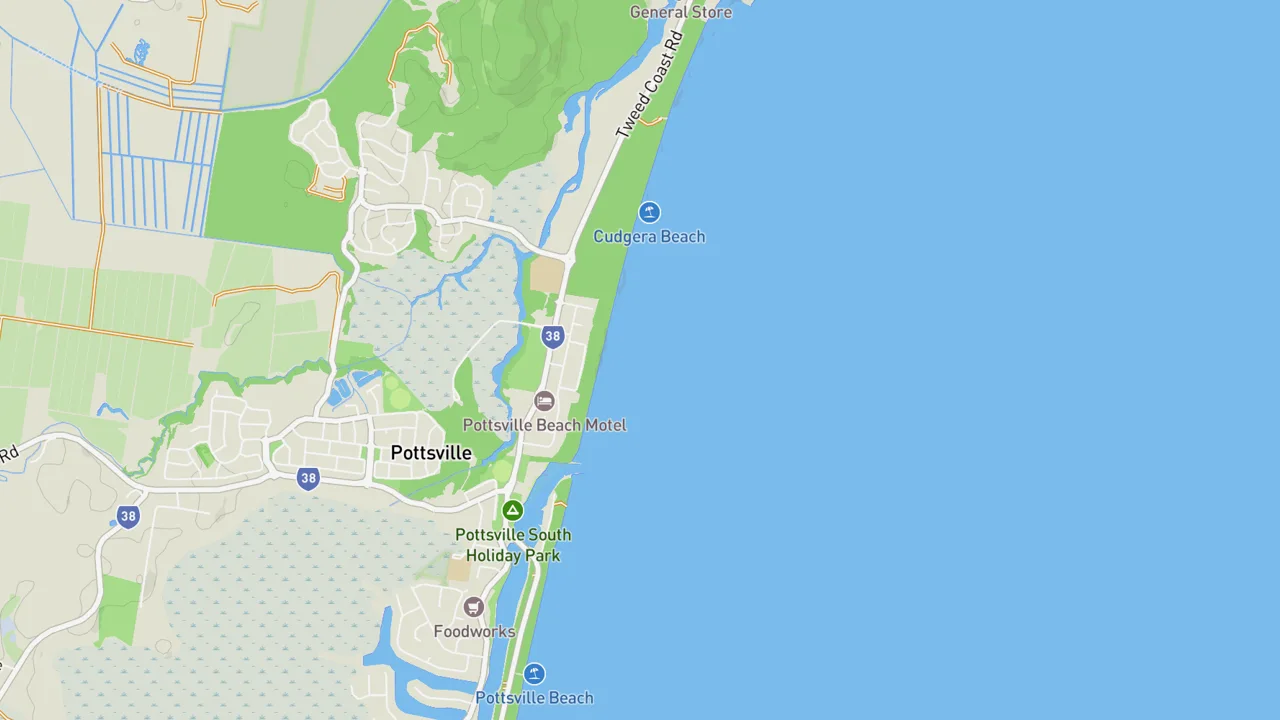 Map showing Pottsville Beach