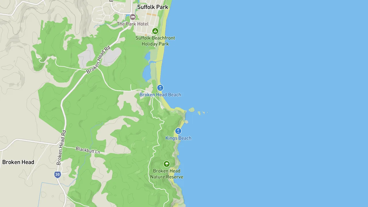 Map showing Broken Head