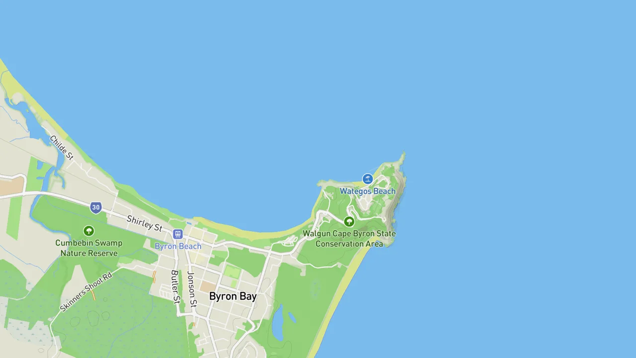 Map showing The Pass (Byron Bay)