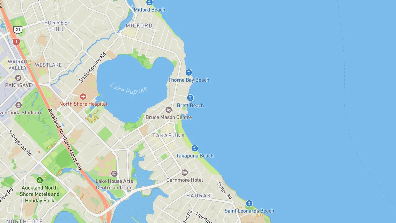 Map showing Takapuna Reef