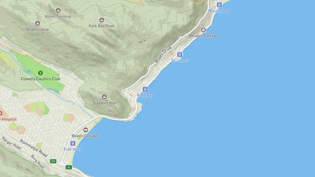 Kaart met Kalk Bay Reef