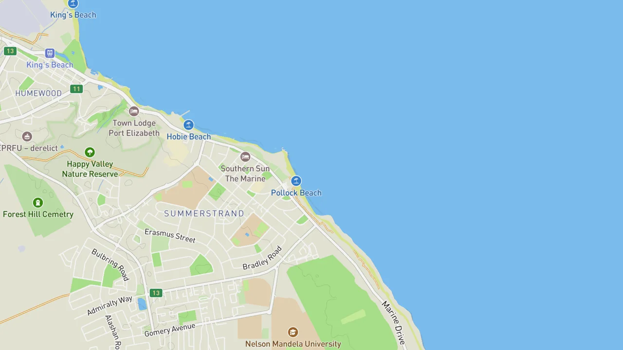 Map showing Pollock Beach