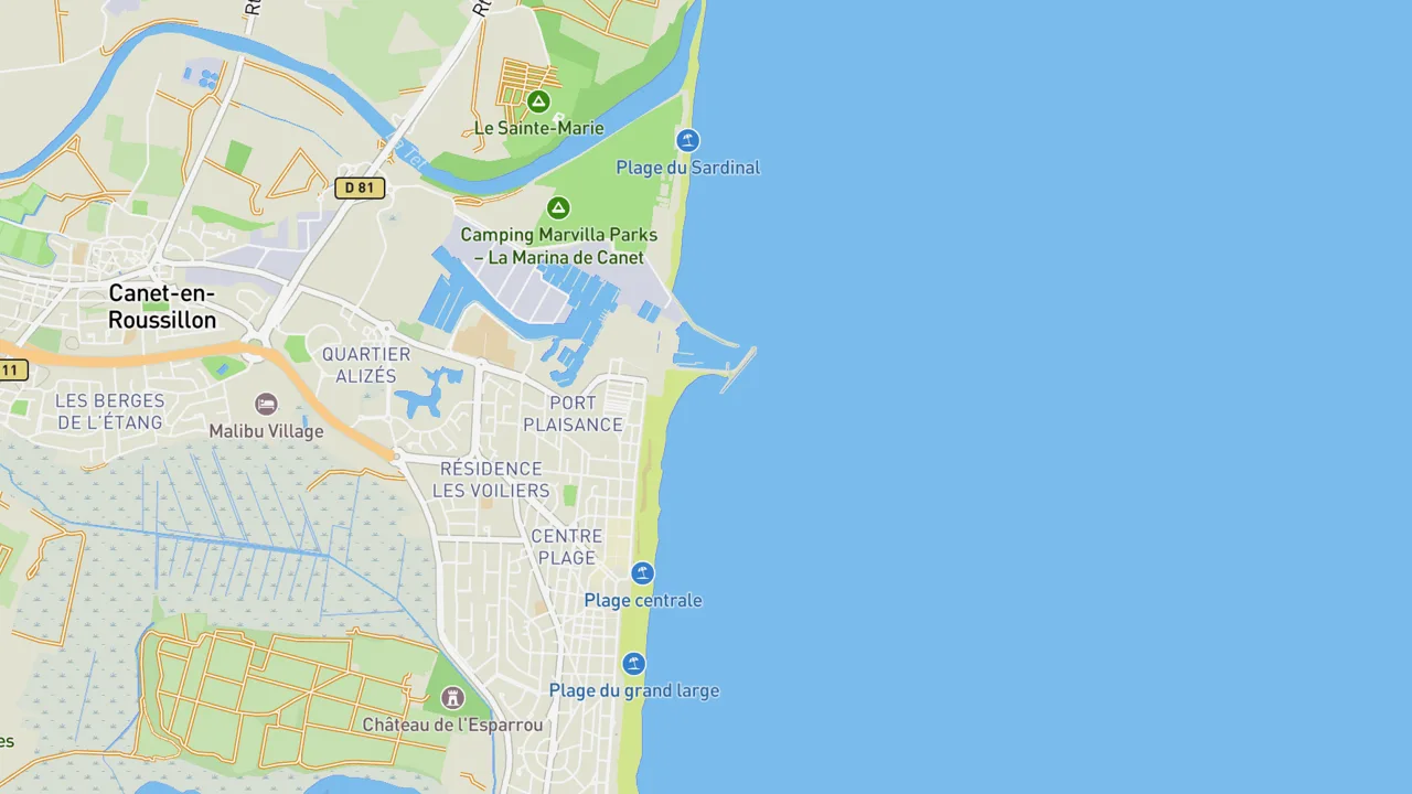 Map showing Canet Plage