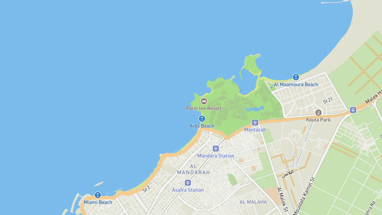 Map showing Cleopatra Beach - Alexandria