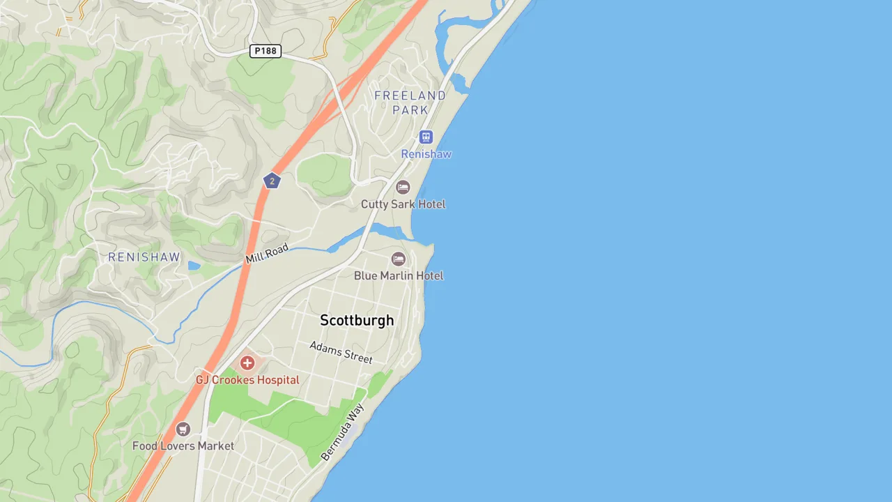 Map showing Scottburgh Point