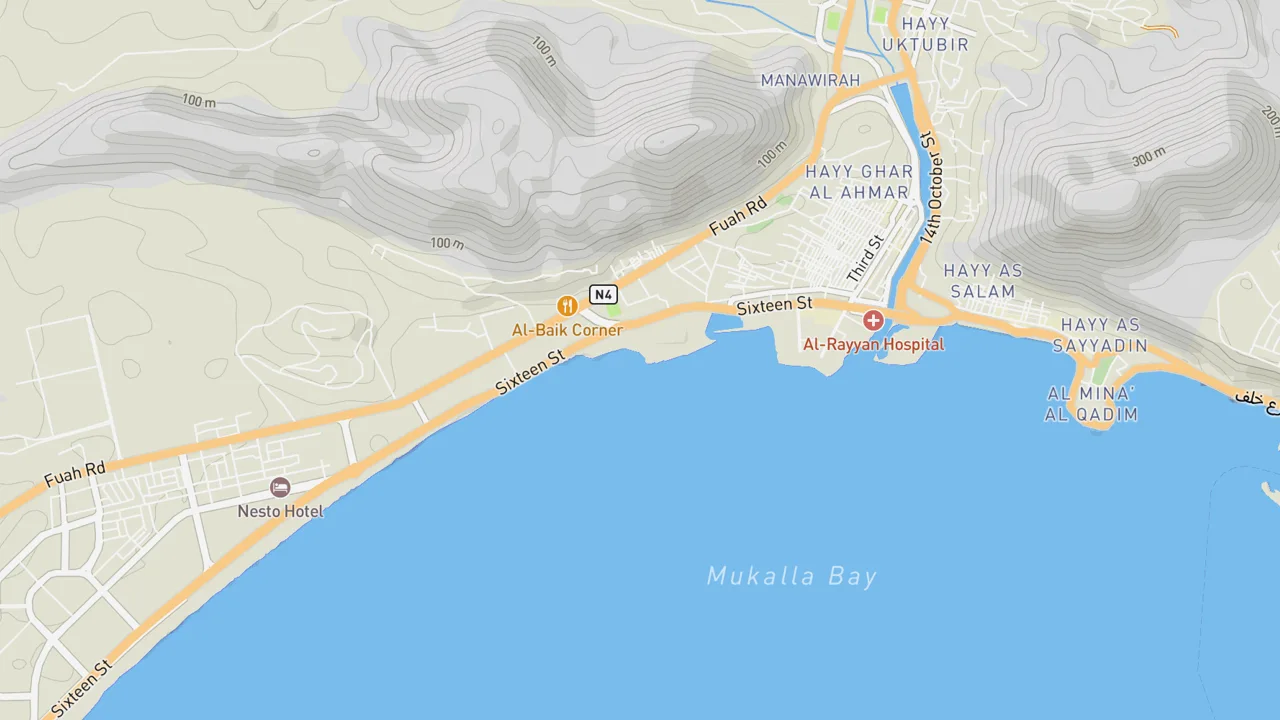 Map showing Mukalla