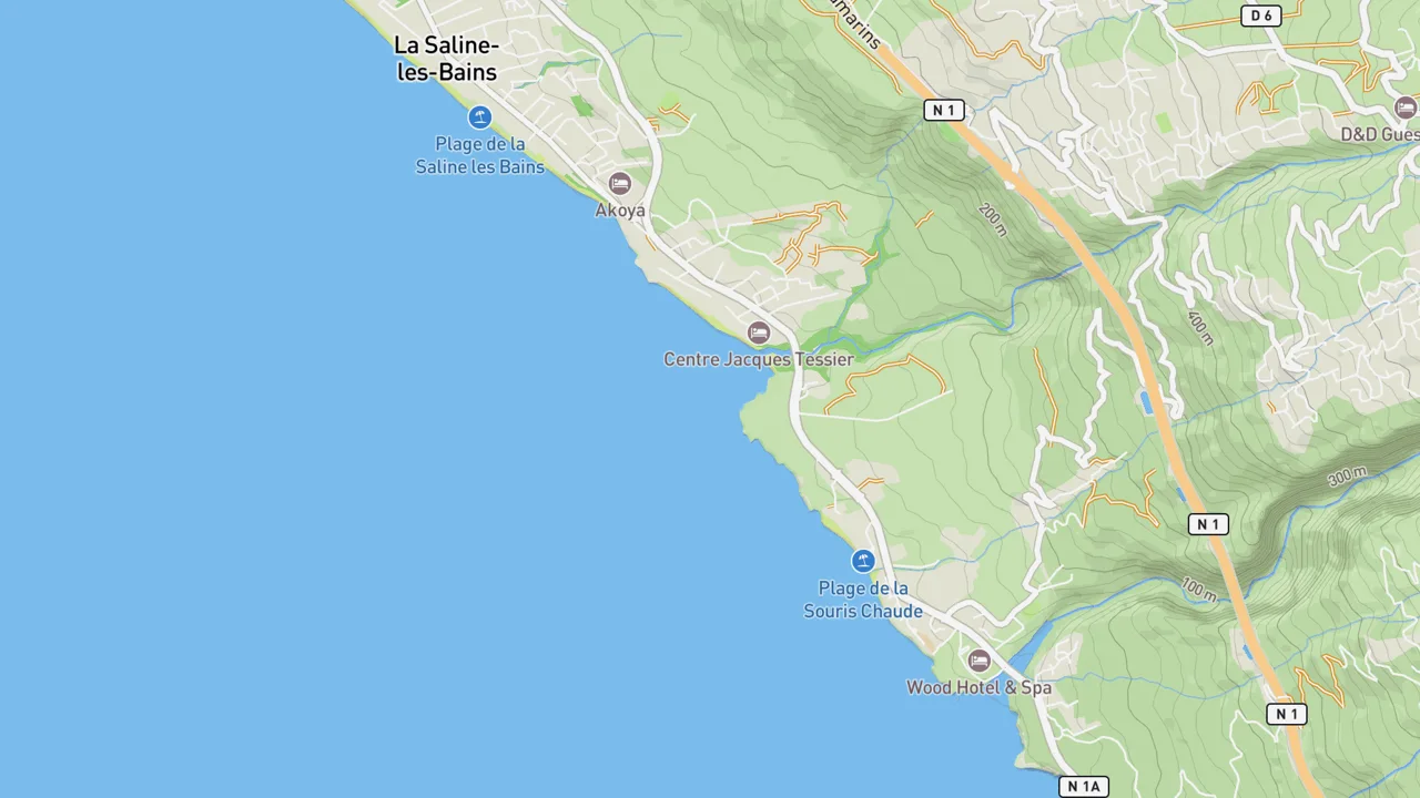 Map showing Pointe des Trois-Bassins