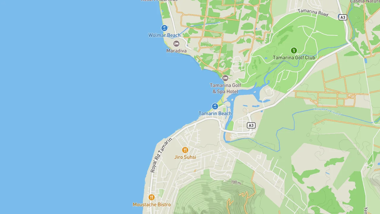Map showing Tamarin Bay