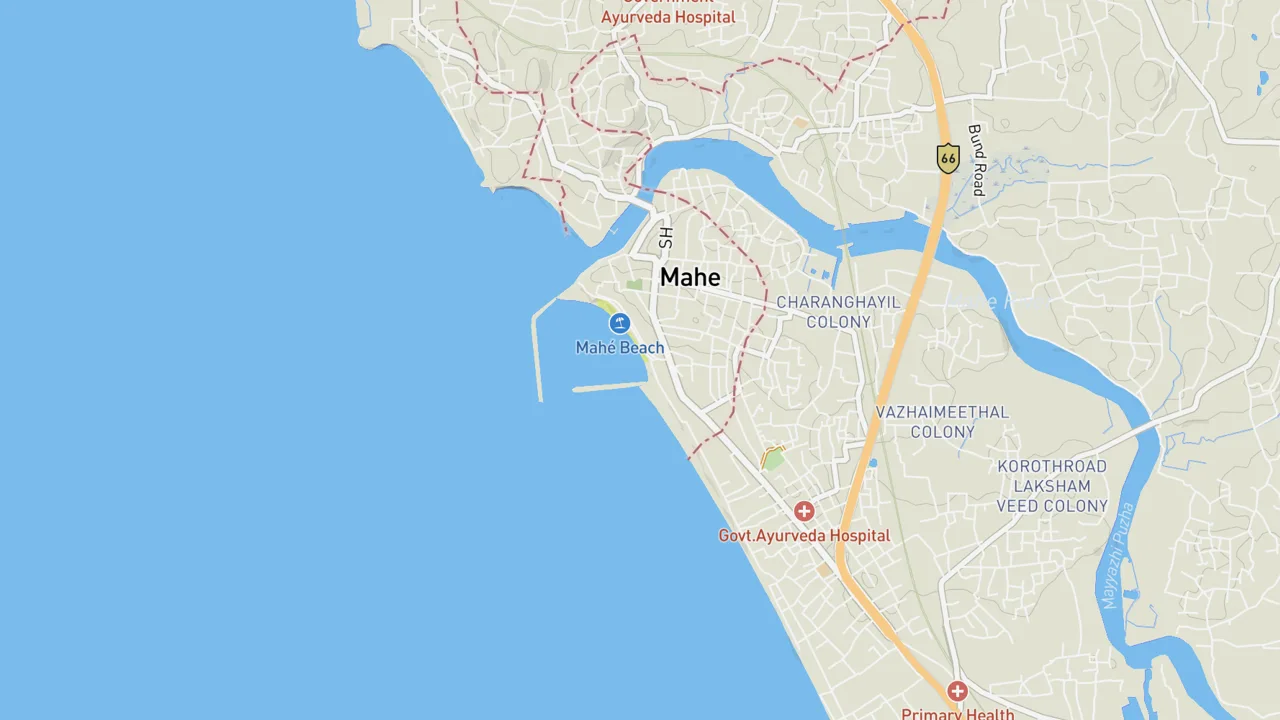 Map showing Mahe