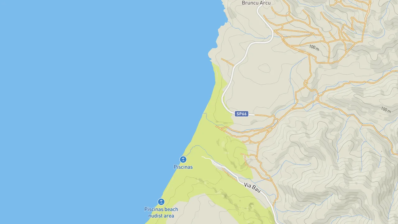 Map showing Piscinas