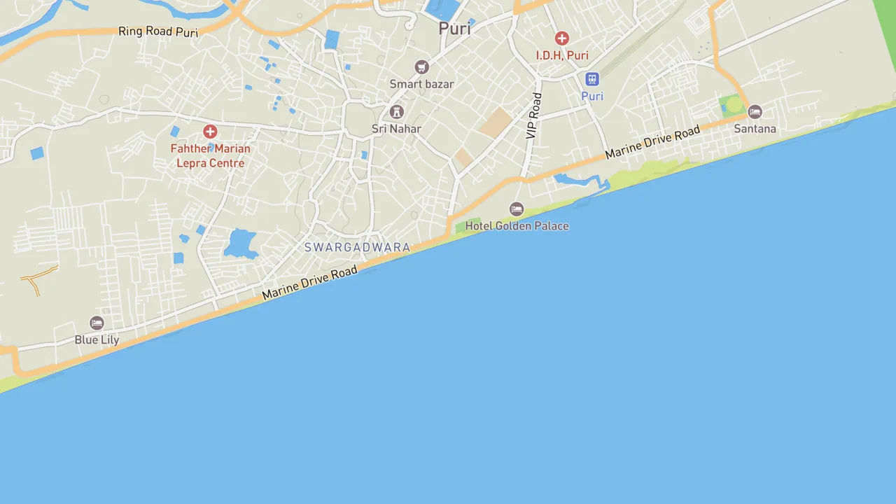 Map showing Puri