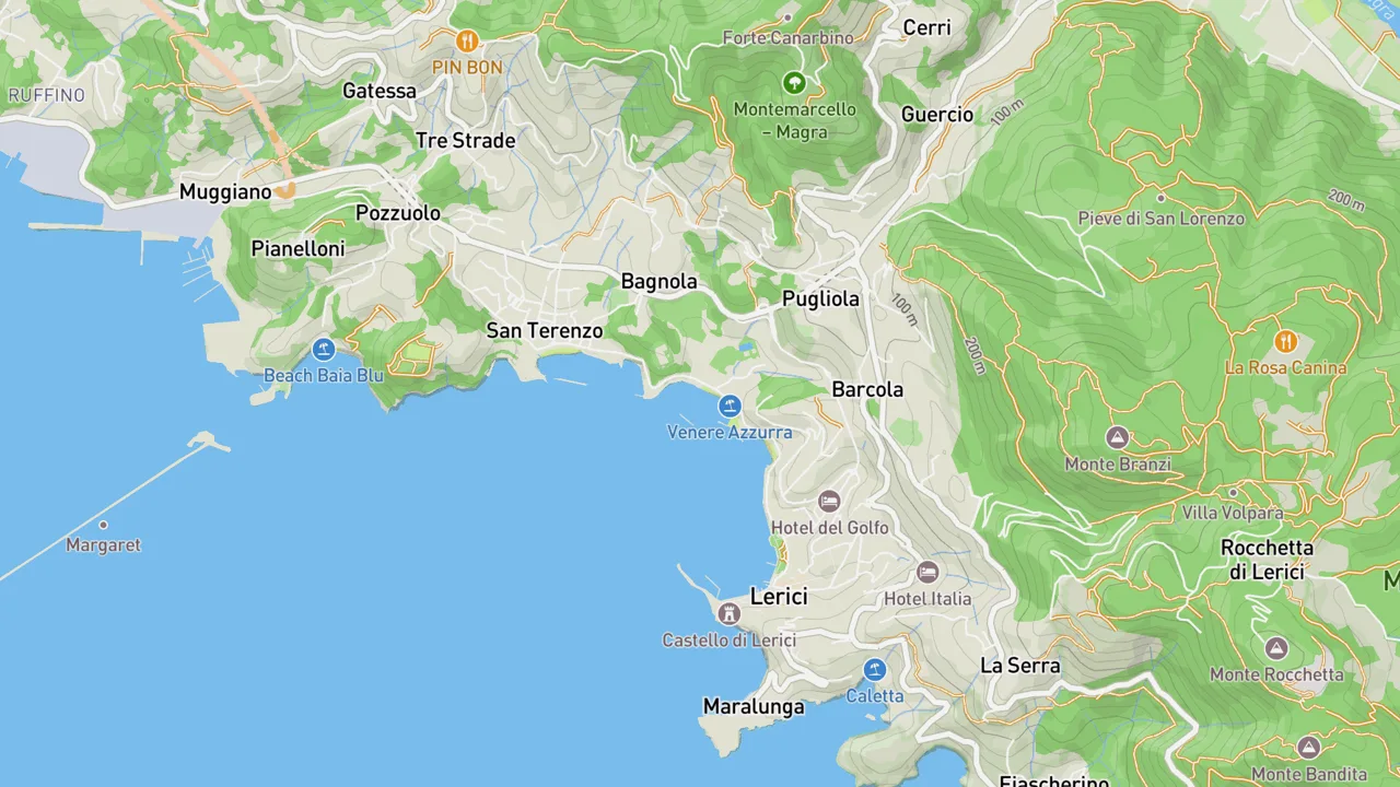 Map showing Lerici - La Venere